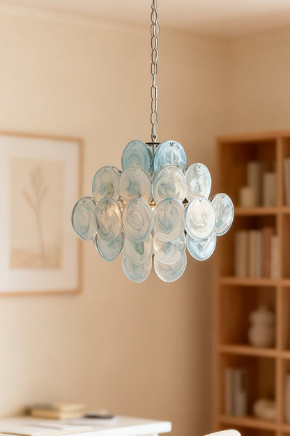 Blue Art Disk Chandelier - view 3 | morylighting