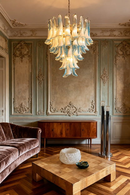 Blue Art Petal Chandelier - view 3 | morylighting