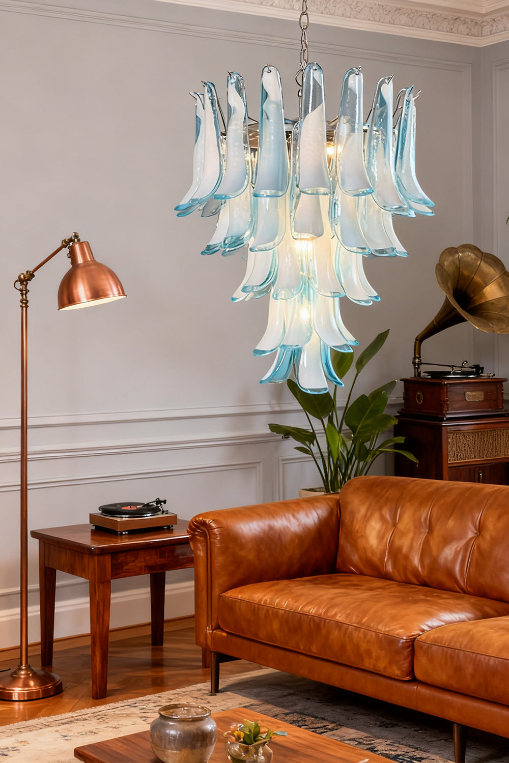 Blue Art Petal Chandelier - view 5 | morylighting