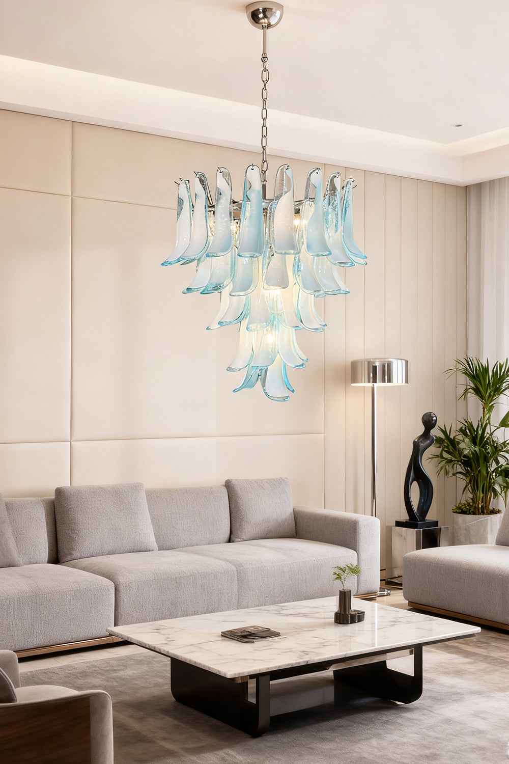 Blue Art Petal Chandelier - view 7 | morylighting
