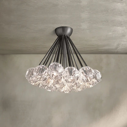 Bouble De Crystal Cluster Flushmount 24''