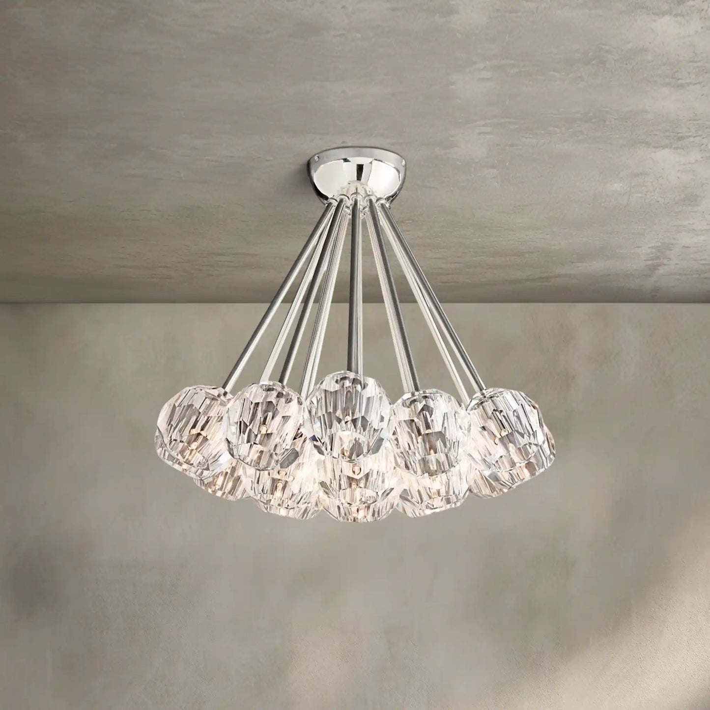 Bouble De Crystal Cluster Flushmount 24''