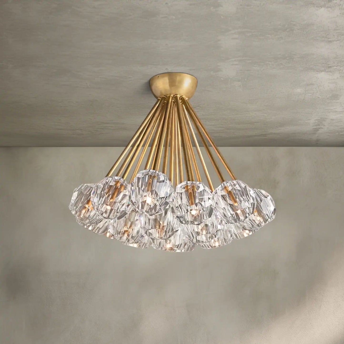 Bouble De Crystal Cluster Flushmount 24''