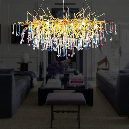 Doris Rain Crystal Branch Chandelier 54"L