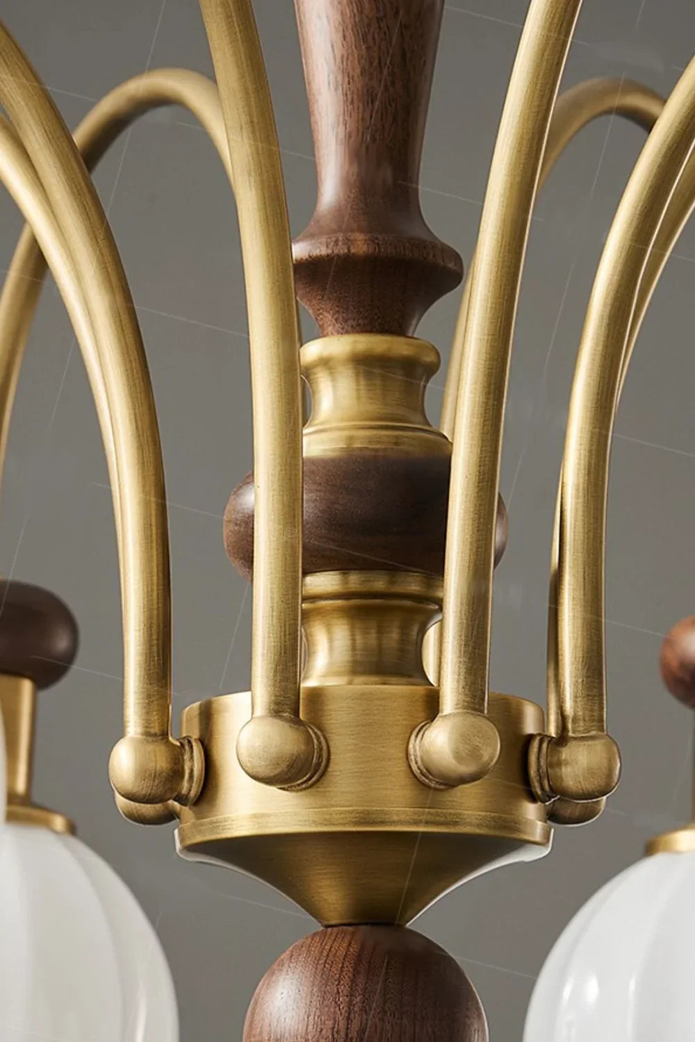 Brass Globe Walnut Chandelier - view 11 | morylighting