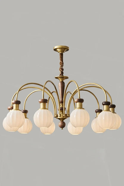 Brass Globe Walnut Chandelier - view 9 | morylighting