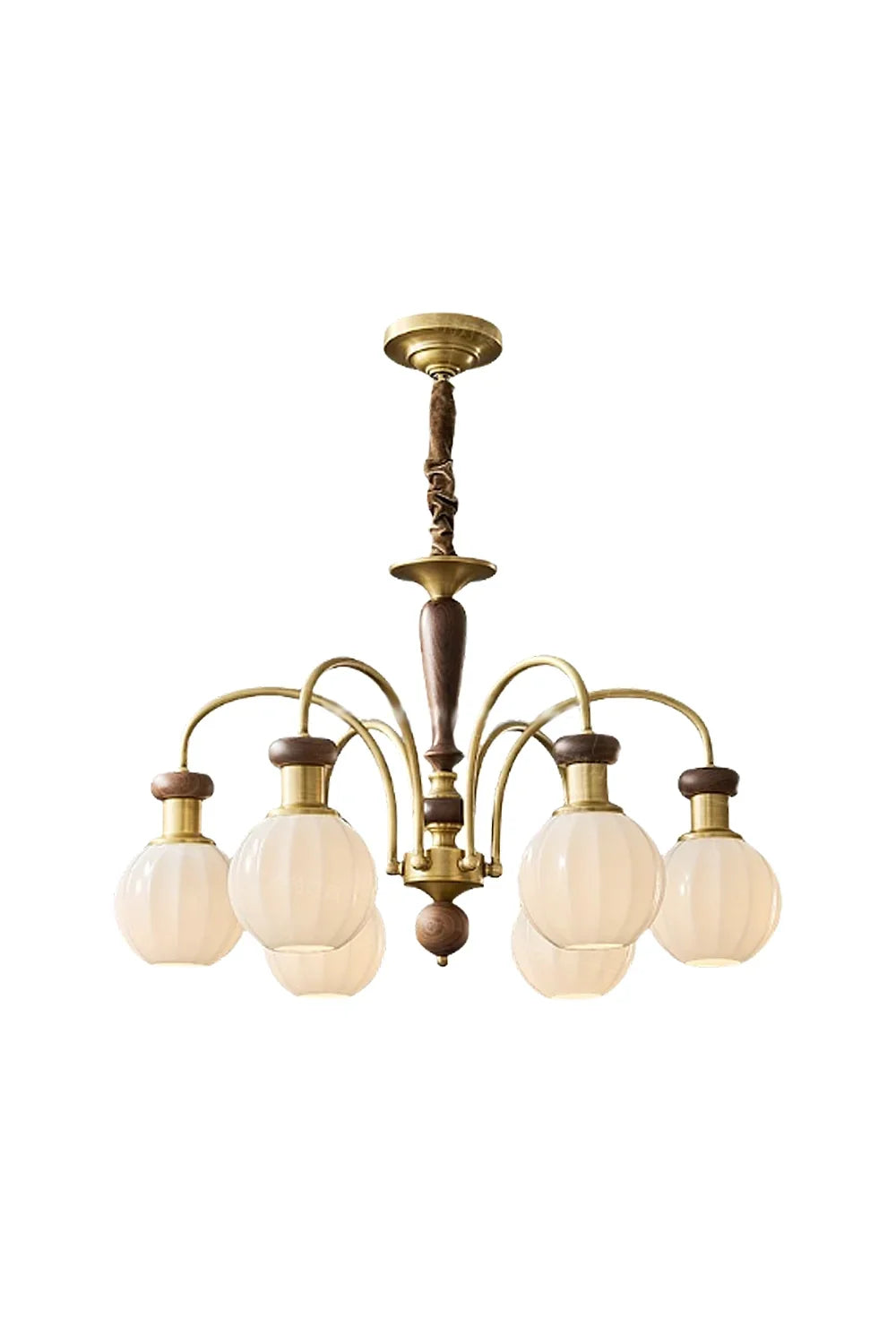Brass Globe Walnut Chandelier - view 12 | morylighting