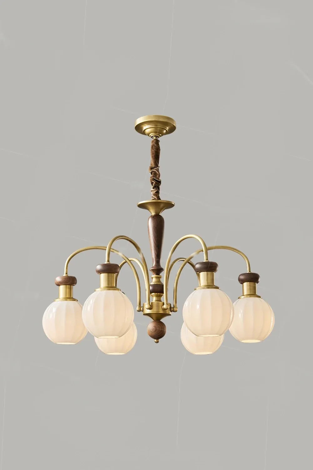 Brass Globe Walnut Chandelier - view 7 | morylighting