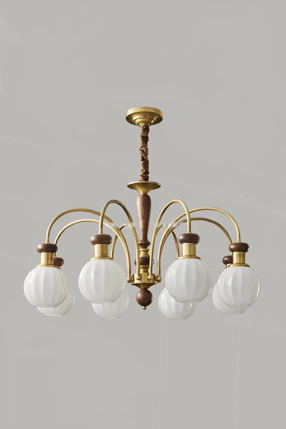 Brass Globe Walnut Chandelier - view 10 | morylighting