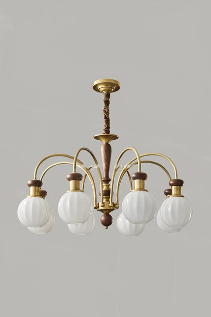 Brass Globe Walnut Chandelier - view 10 | morylighting