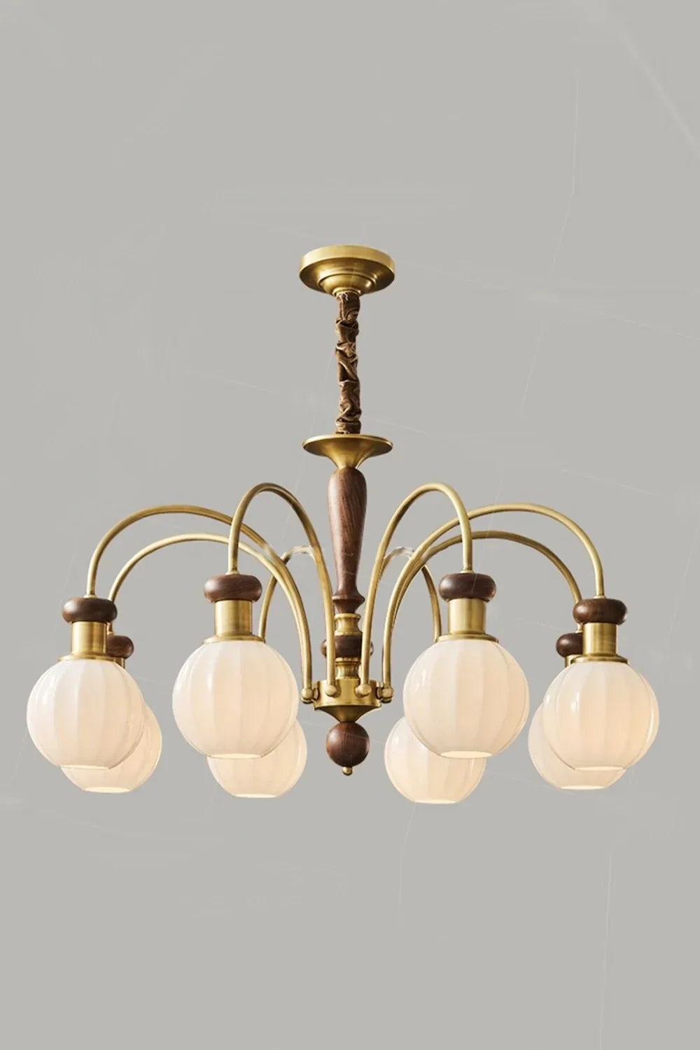 Brass Globe Walnut Chandelier - view 8 | morylighting