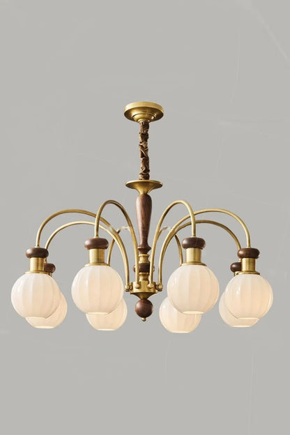 Brass Globe Walnut Chandelier - view 8 | morylighting