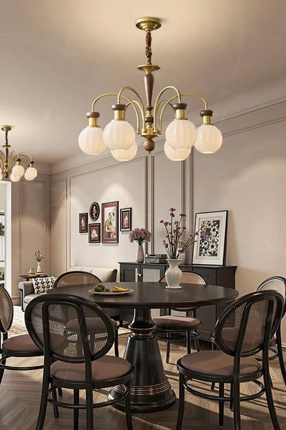 Brass Globe Walnut Chandelier - view 6 | morylighting