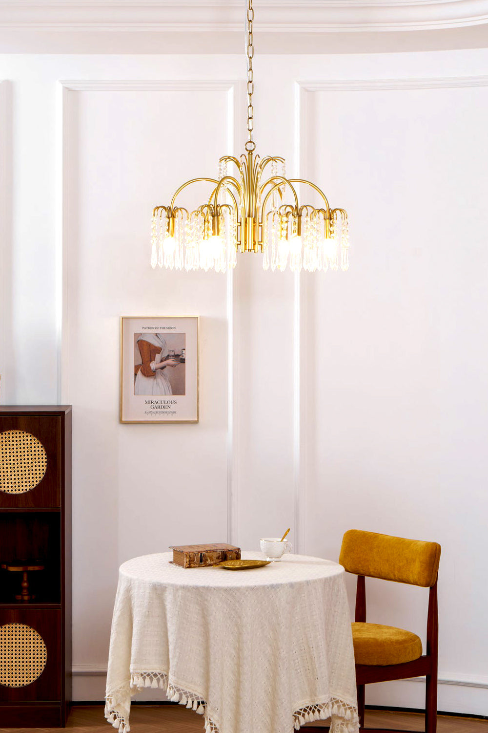 Brass Halo Arched-Arm Crystal Chandelier - view 4 | morylighting