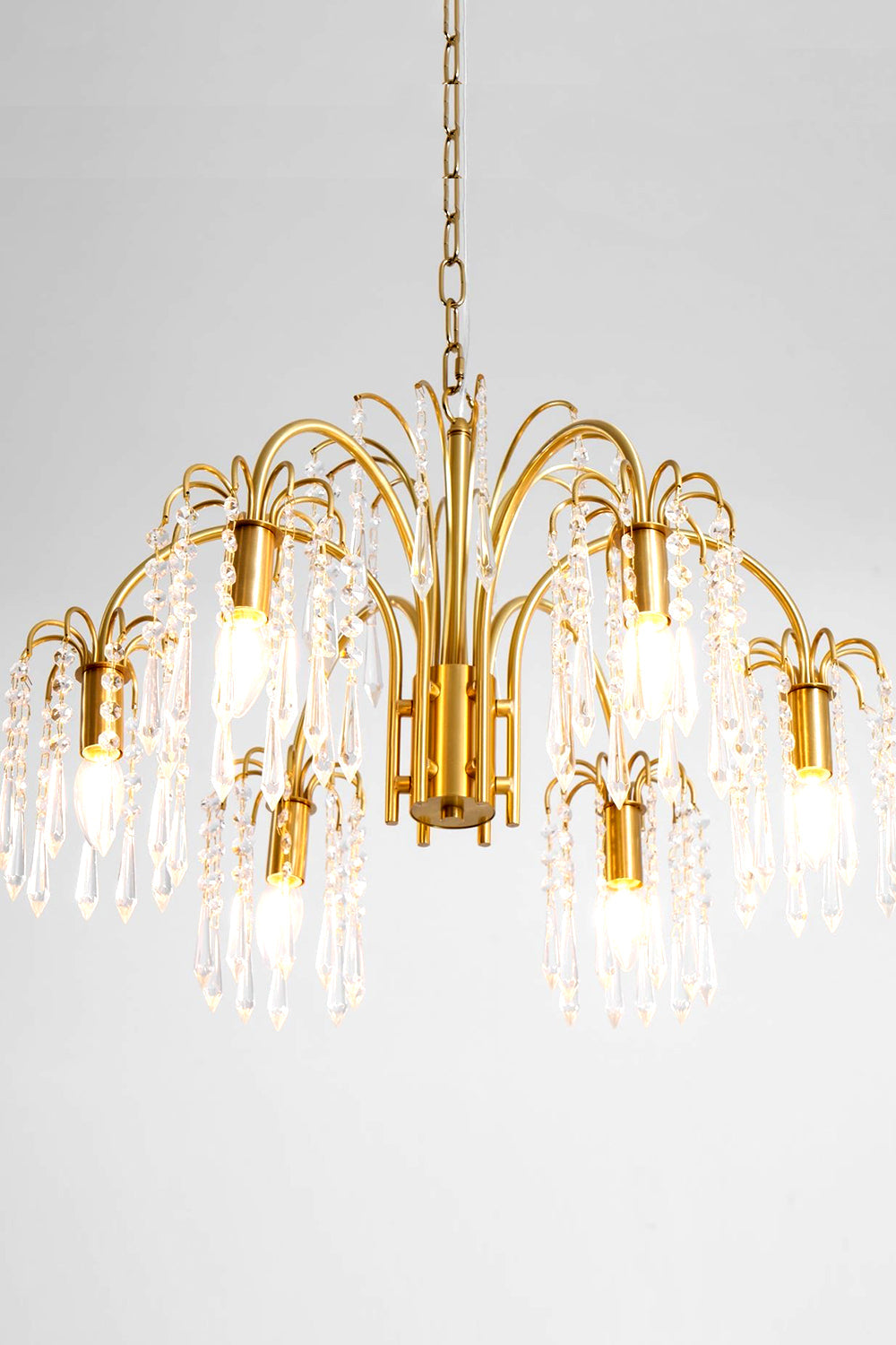 Brass Halo Arched-Arm Crystal Chandelier - view 12 | morylighting