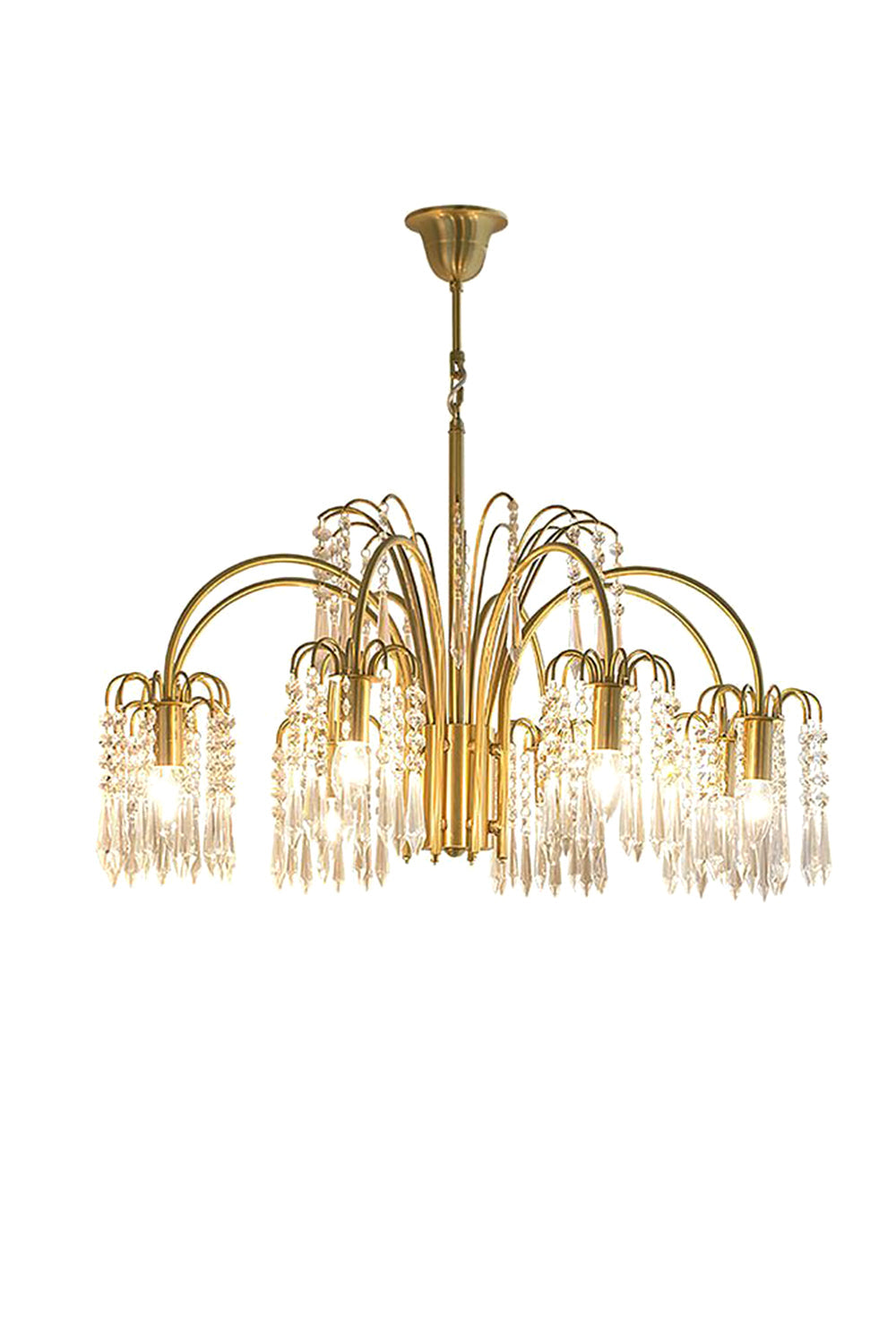 Brass Halo Arched-Arm Crystal Chandelier | morylighting