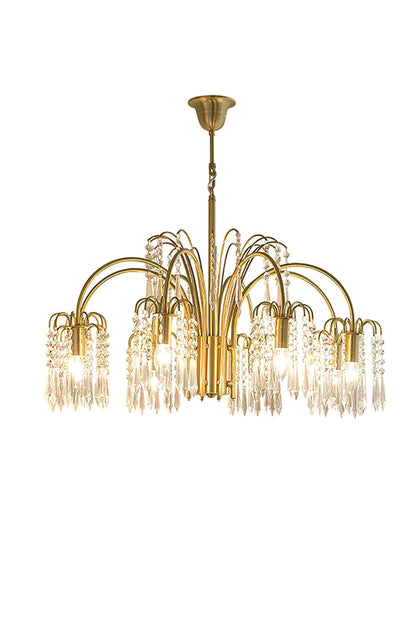 Brass Halo Arched-Arm Crystal Chandelier | morylighting