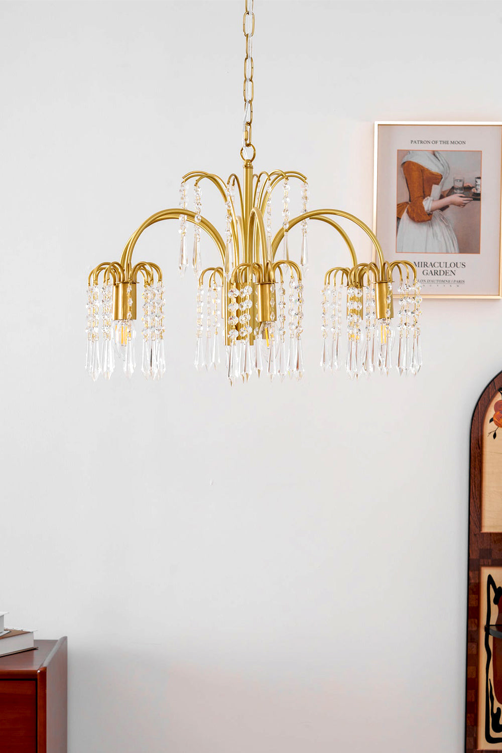 Brass Halo Arched-Arm Crystal Chandelier - view 10 | morylighting