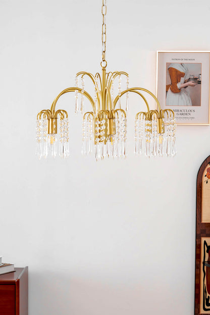 Brass Halo Arched-Arm Crystal Chandelier - view 10 | morylighting