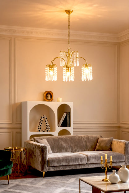 Brass Halo Arched-Arm Crystal Chandelier - view 3 | morylighting