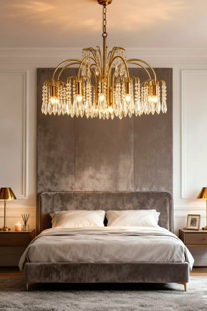 Brass Halo Arched-Arm Crystal Chandelier - view 6 | morylighting