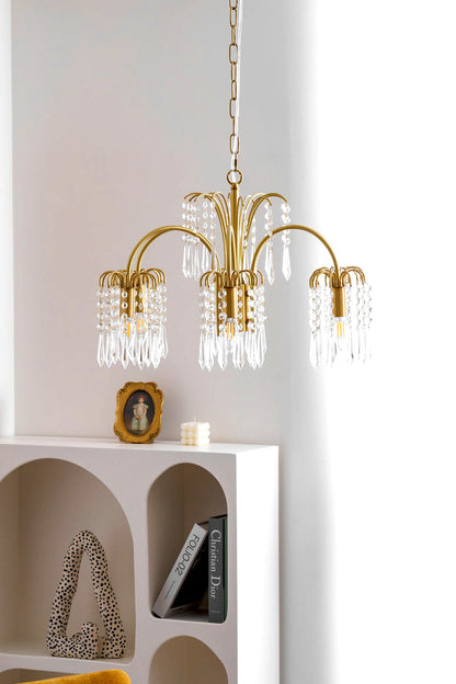 Brass Halo Arched-Arm Crystal Chandelier - view 5 | morylighting