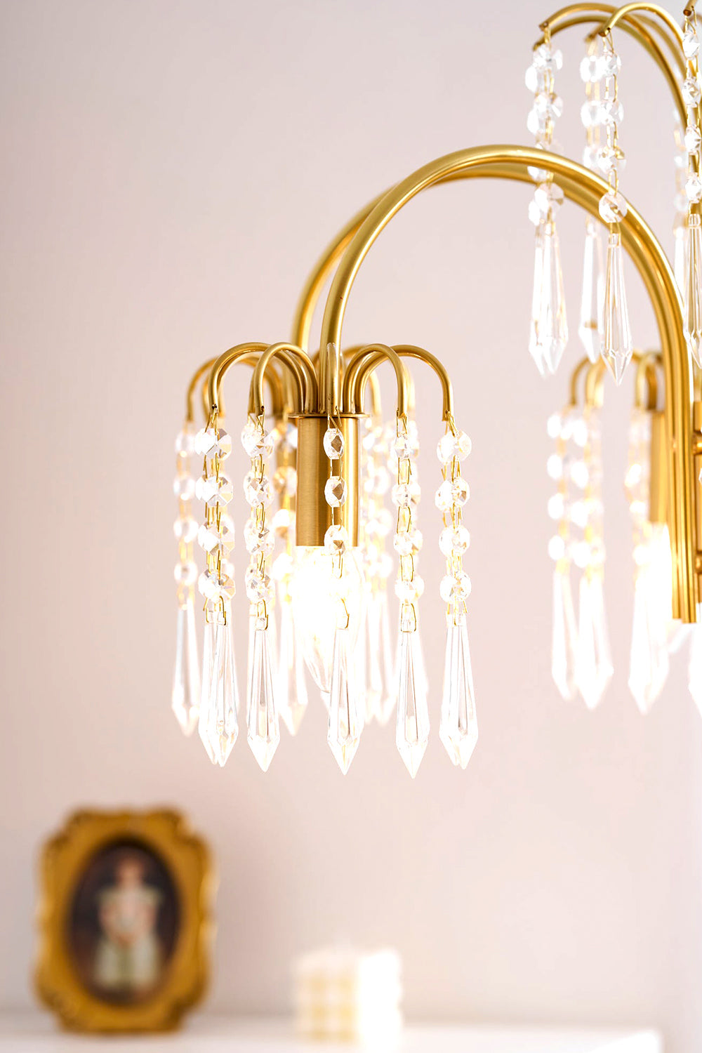 Brass Halo Arched-Arm Crystal Chandelier - view 14 | morylighting