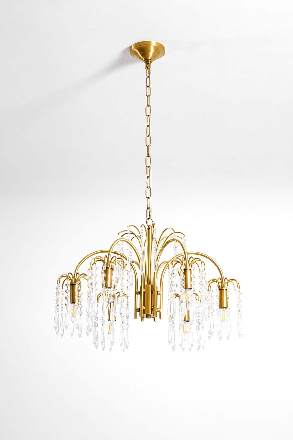 Brass Halo Arched-Arm Crystal Chandelier - view 16 | morylighting