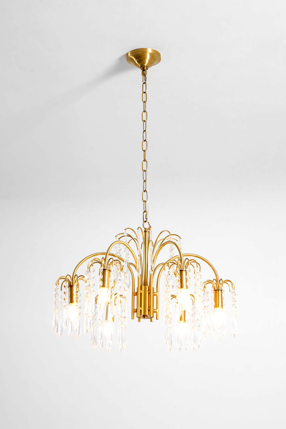 Brass Halo Arched-Arm Crystal Chandelier - view 17 | morylighting