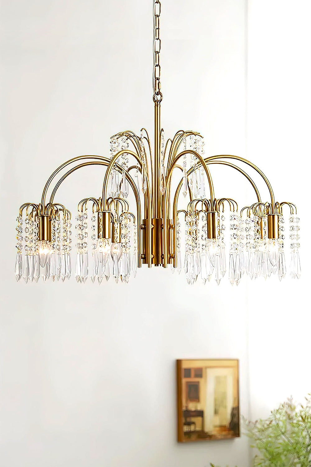 Brass Halo Arched-Arm Crystal Chandelier - view 9 | morylighting