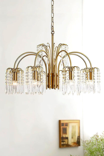 Brass Halo Arched-Arm Crystal Chandelier - view 9 | morylighting
