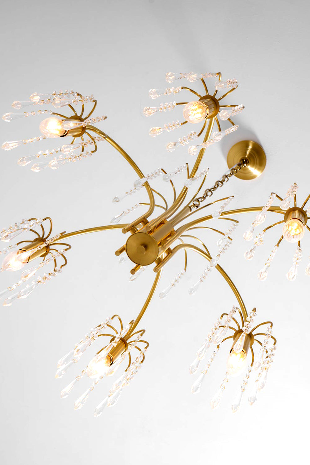Brass Halo Arched-Arm Crystal Chandelier - view 11 | morylighting