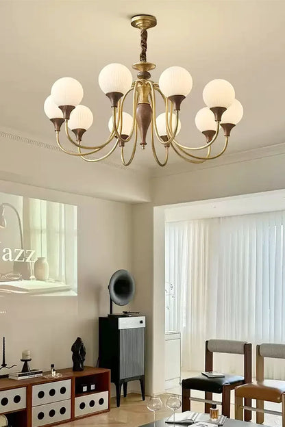 Brass Vintage Walnut Chandelier - view 6 | morylighting