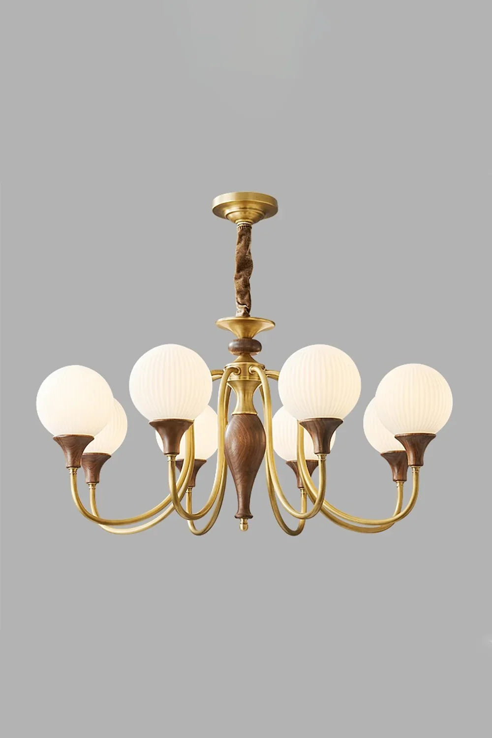 Brass Vintage Walnut Chandelier - view 9 | morylighting
