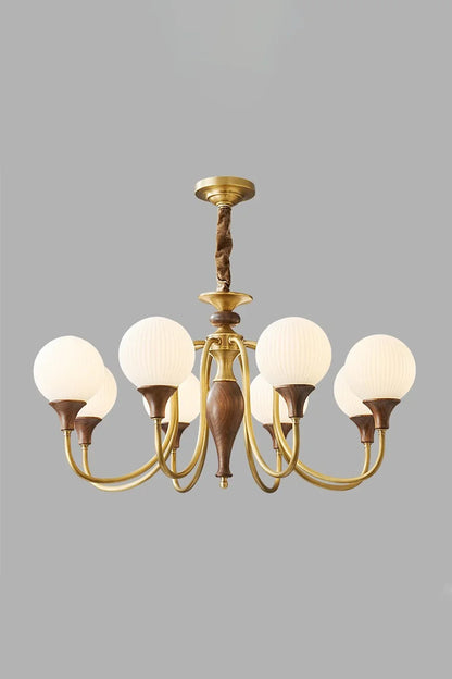 Brass Vintage Walnut Chandelier - view 9 | morylighting