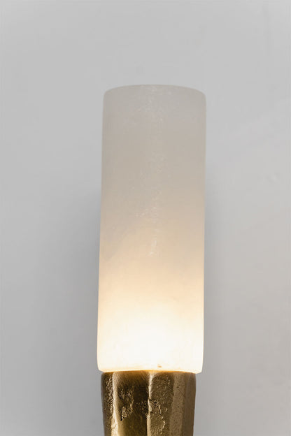 Bryony Torch Alabaster Brass Wall Lamp showcasing a stylish alabaster shade and brass base, perfect for elegant lighting.