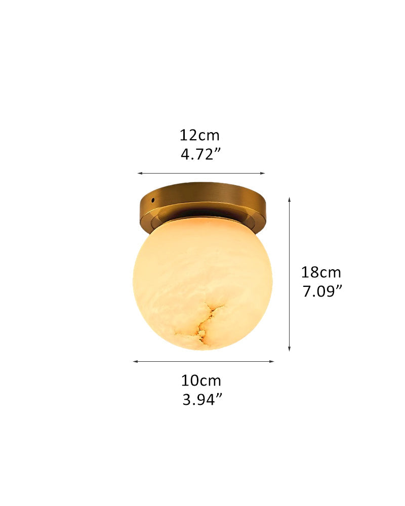 Modern Light Luxury Marble Round Ball Square Copper 1-Light Semi-Flush Mount Ceiling Light