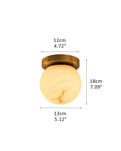Modern Light Luxury Marble Round Ball Square Copper 1-Light Semi-Flush Mount Ceiling Light
