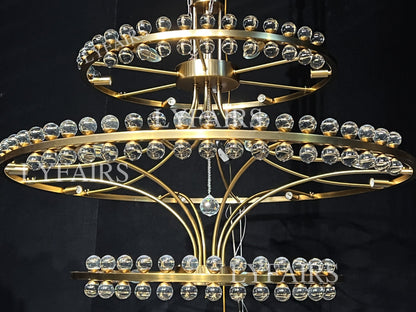 Modern 2/3 Ring Glass Ball Chandelier for Low-ceiling