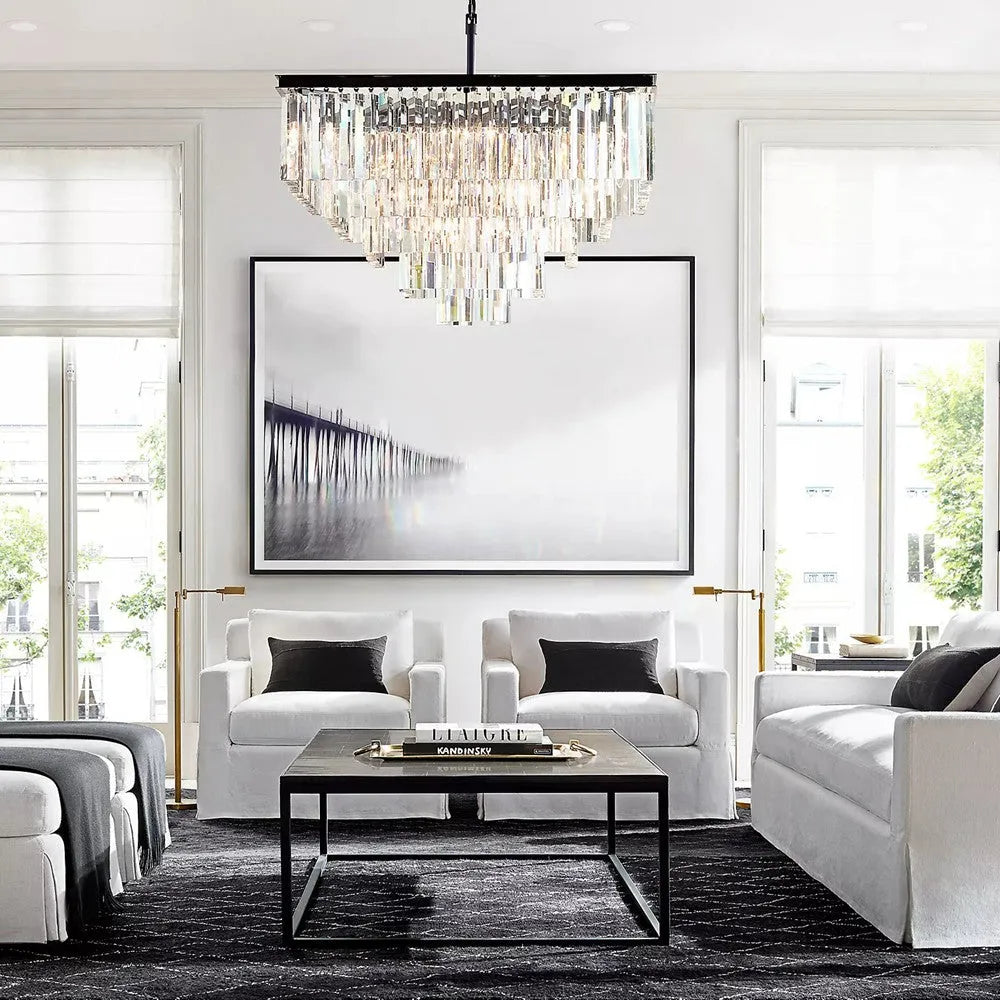 1920s Crystal Square Chandelier