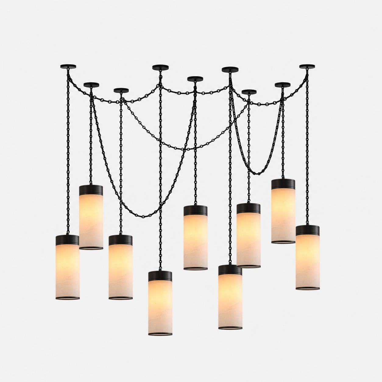 Cascading Chain Cylinder Chandelier