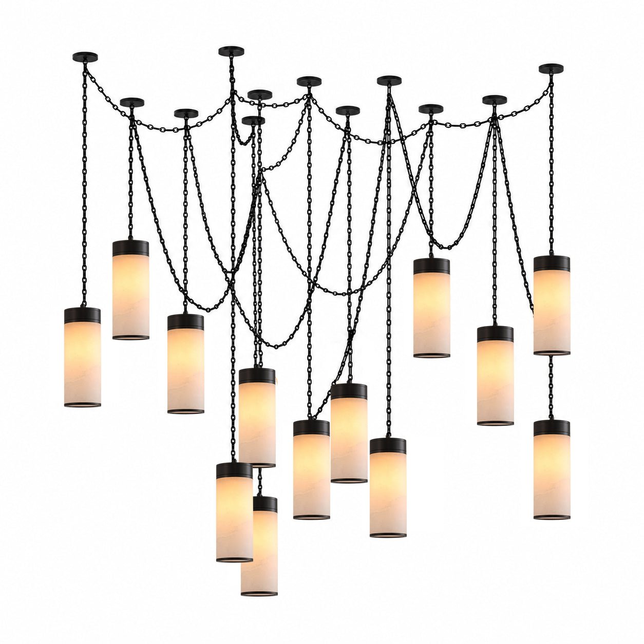Cascading Chain Cylinder Chandelier