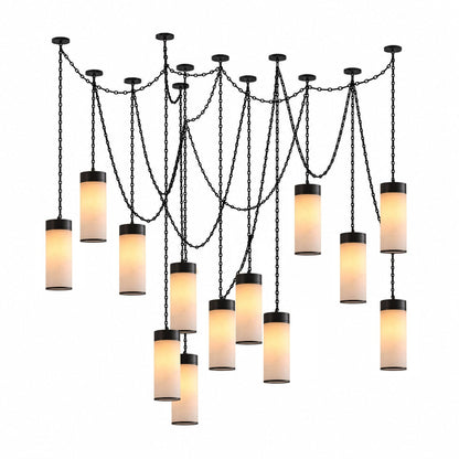 Cascading Chain Cylinder Chandelier