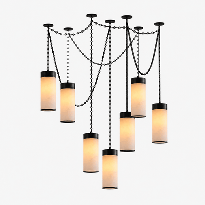 Cascading Chain Cylinder Chandelier