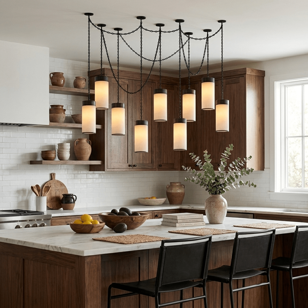 Cascading Chain Cylinder Chandelier