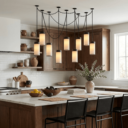 Cascading Chain Cylinder Chandelier