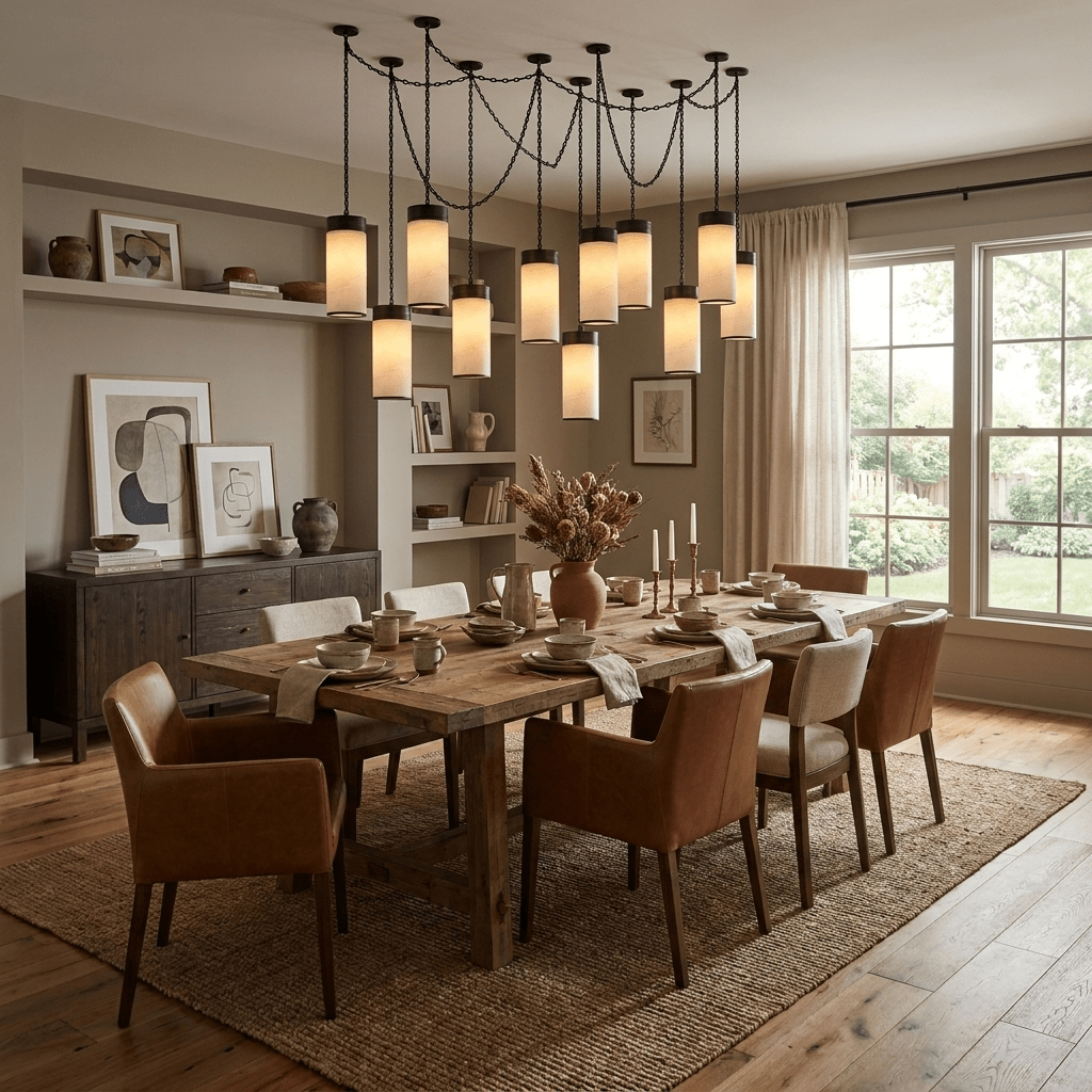 Cascading Chain Cylinder Chandelier