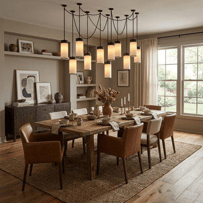 Cascading Chain Cylinder Chandelier