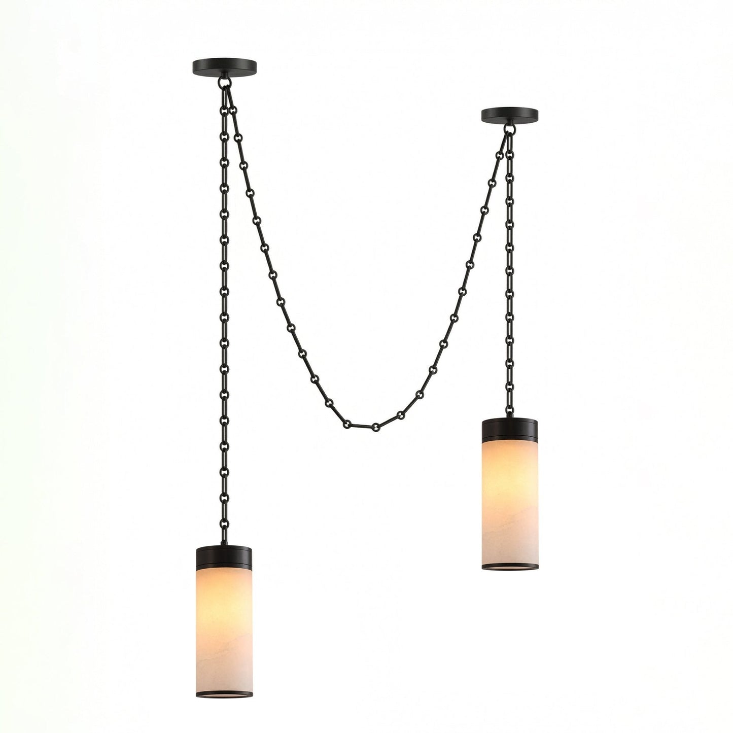 Cascading Chain Cylinder Chandelier