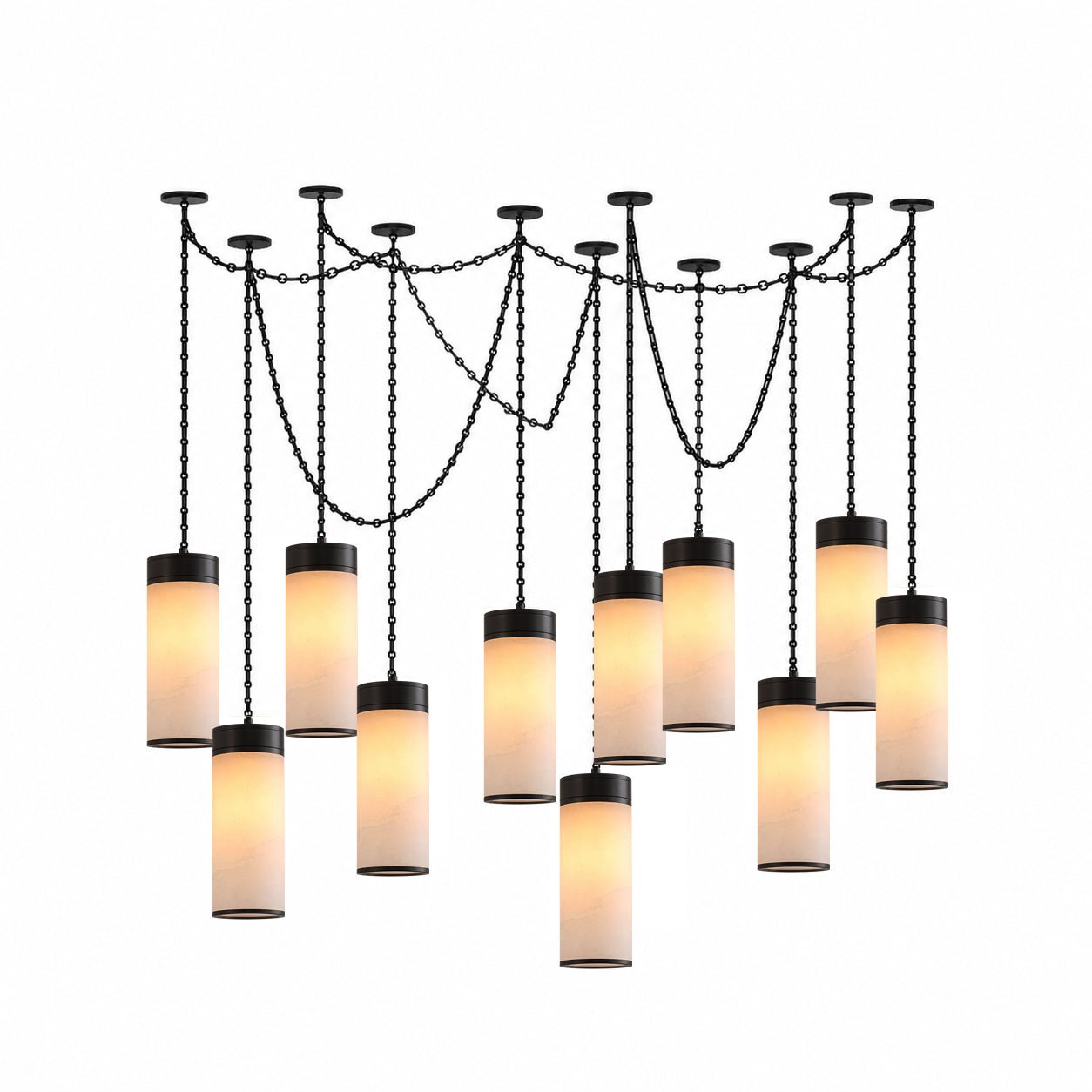 Cascading Chain Cylinder Chandelier